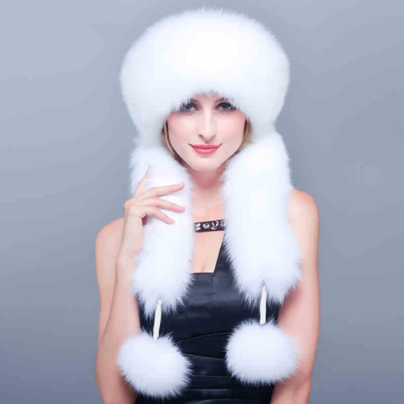 B040-2 2015 High quality elegant fox fur hat genuine leather millinery winter